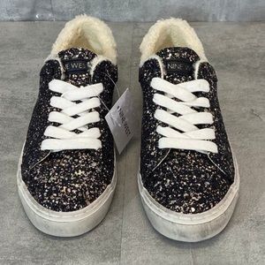 NINE WEST Women's Pewter Glitter Casual Sneakers
